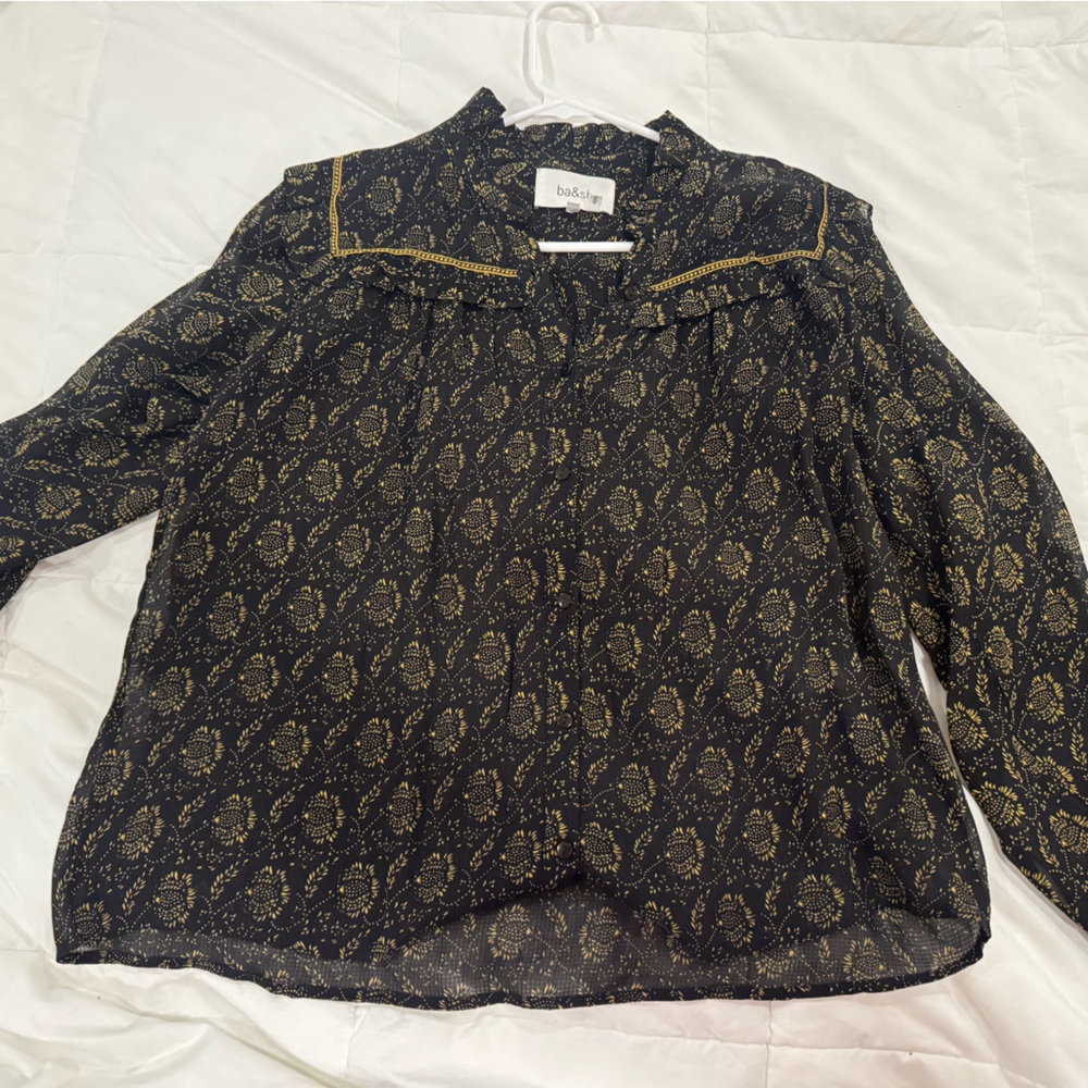 ba&sh Black Top with Gold Accents
